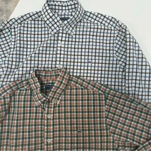 Fish‎ Hippie Tailored Fit Lot of 2 Plaid Long Sleeved Button Down Shirts Medium